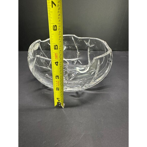 Vtg Clear Glass Bohemia Crystal Czech Cut To Clear 7" DIA Bowl Original Label - Picture 10 of 14